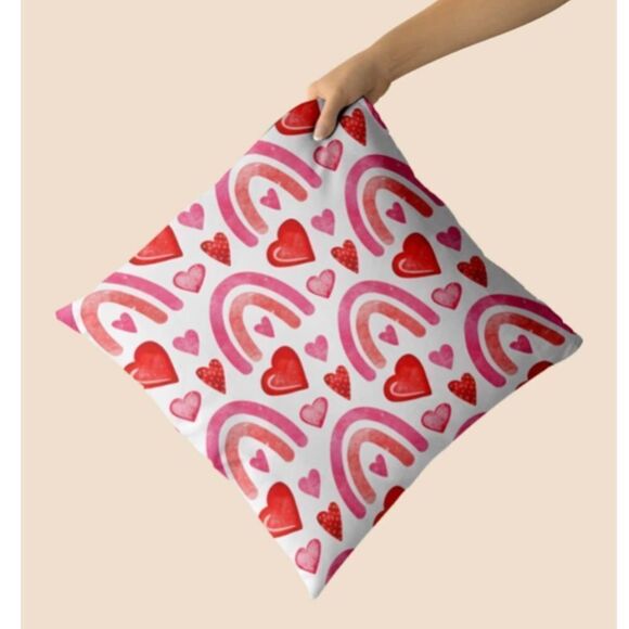 Heart and Rainbow Print Pillow Cover - Picture 4 of 5